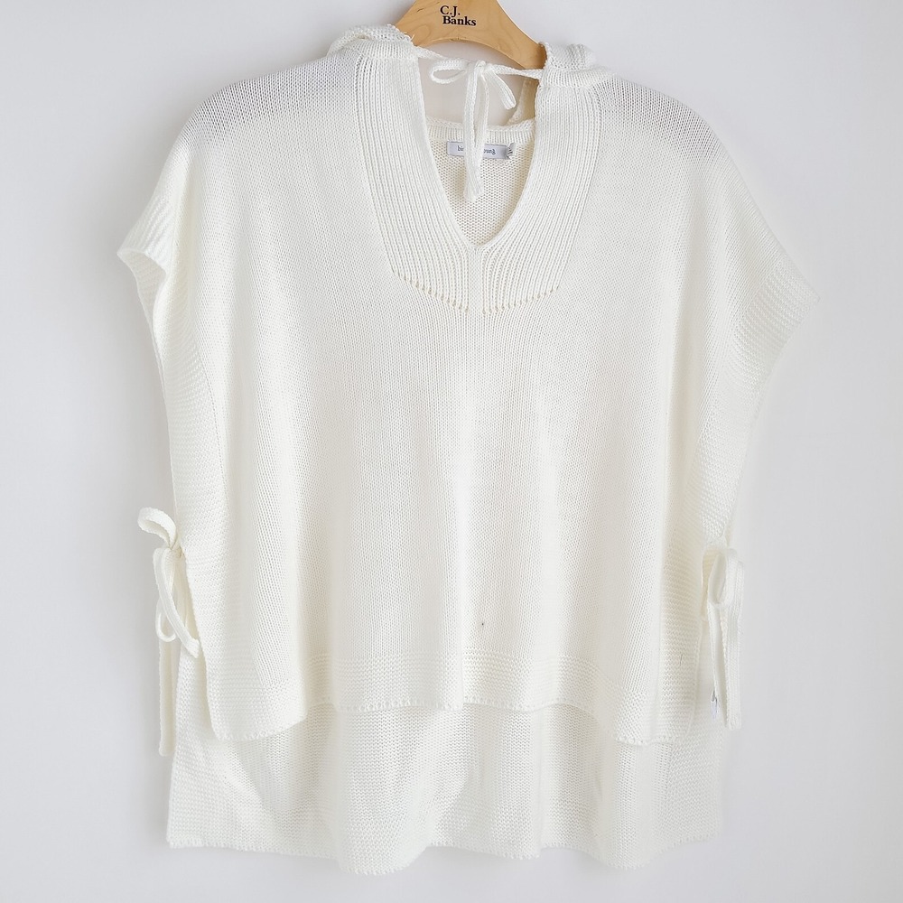 Bishop+Young Poncho Hooded Sweater Womens M/L Side Tie Cream